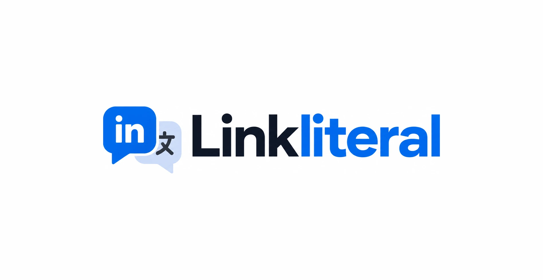The Linkliteral mark: a LinkedIn speech bubble paired with a translation bubble, beside the wordmark